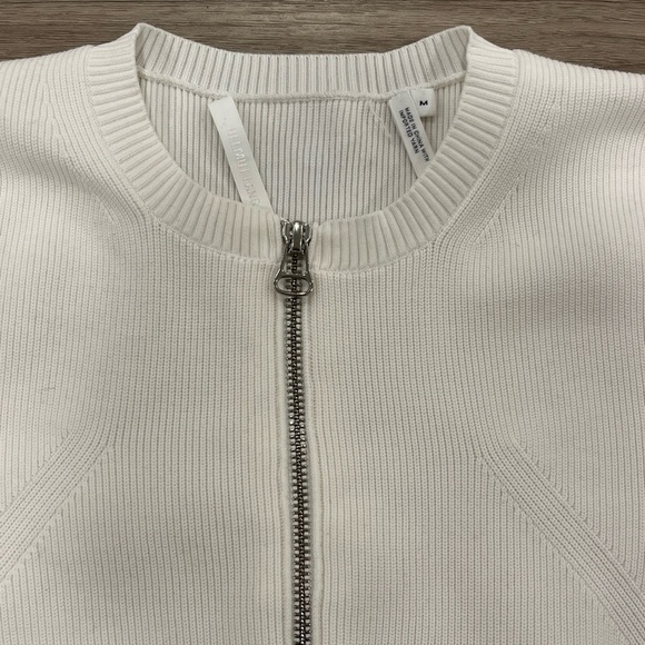 Helmut Lang Ribbed Knit Short Sleeve Quarter Zip Top size M - Picture 2 of 7